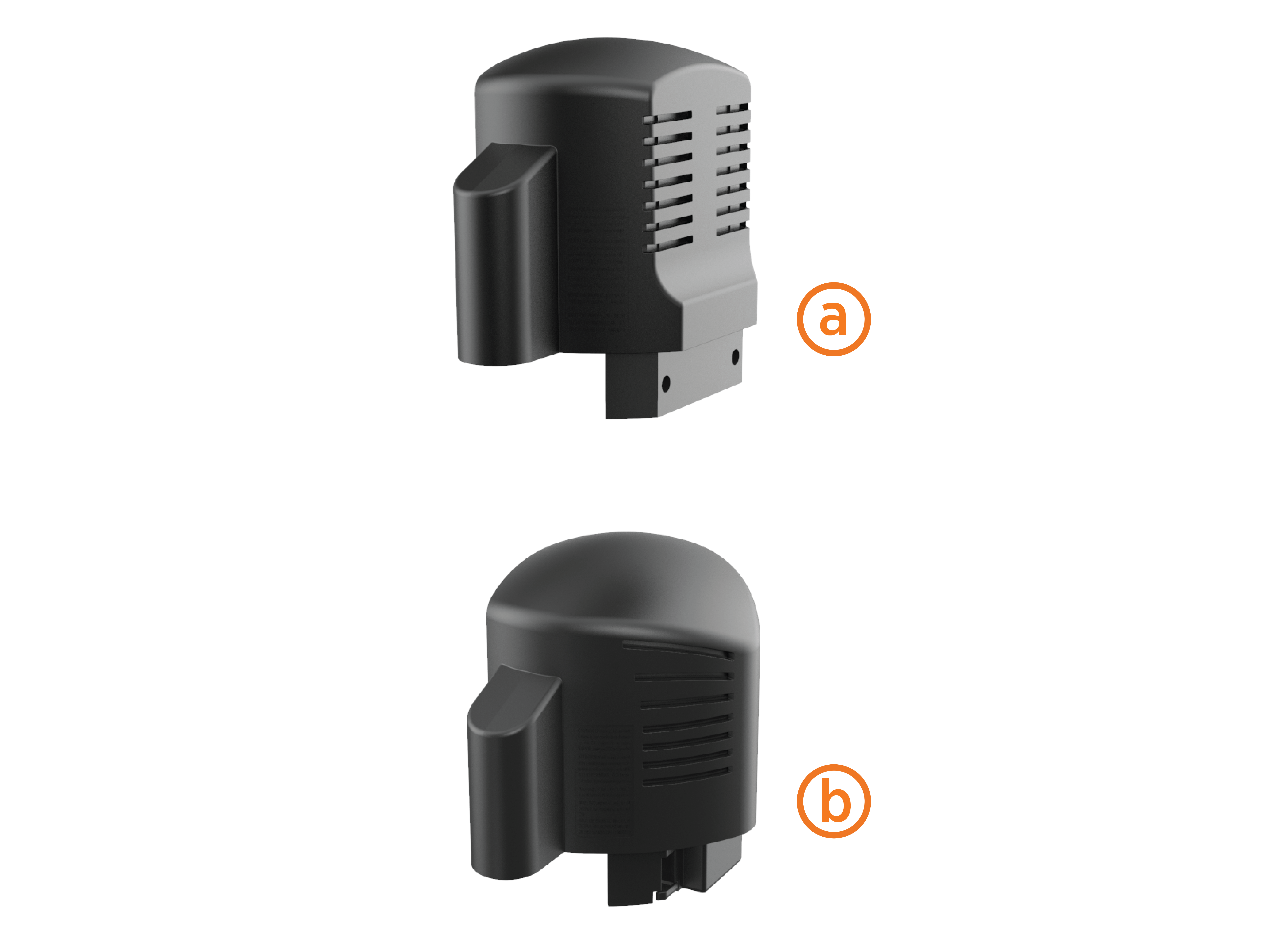 The back of top cap is flat for wall-mounted stations and back of top cap is rounded for pedestal stations