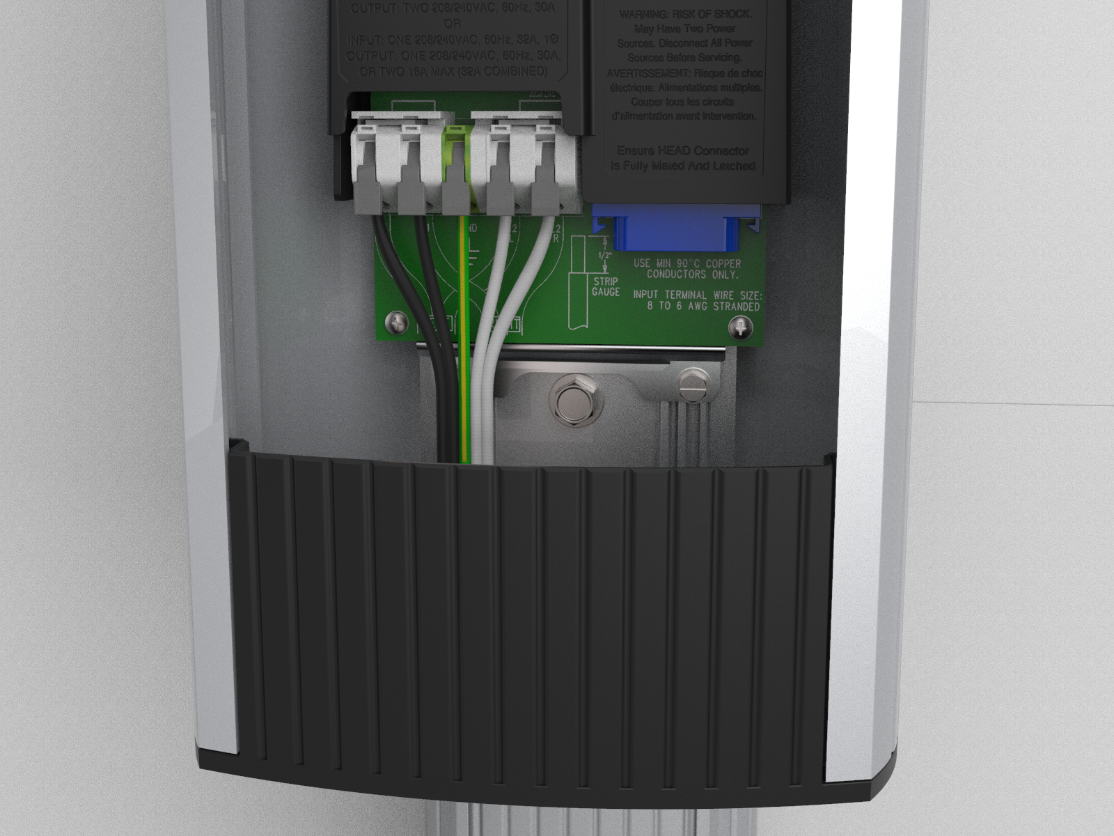 Dual port wiring fully inserted in