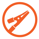 alligator clip or pass through leads icon