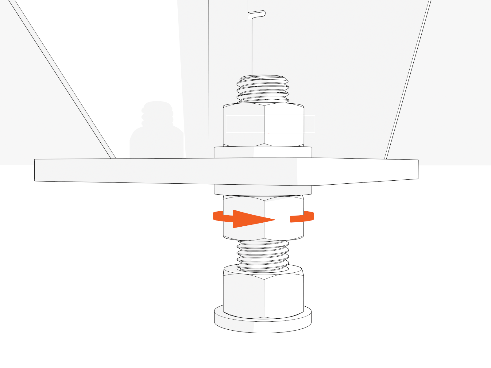 Rotate the fourth (last) leveling nut to be flush against the pedestal.
