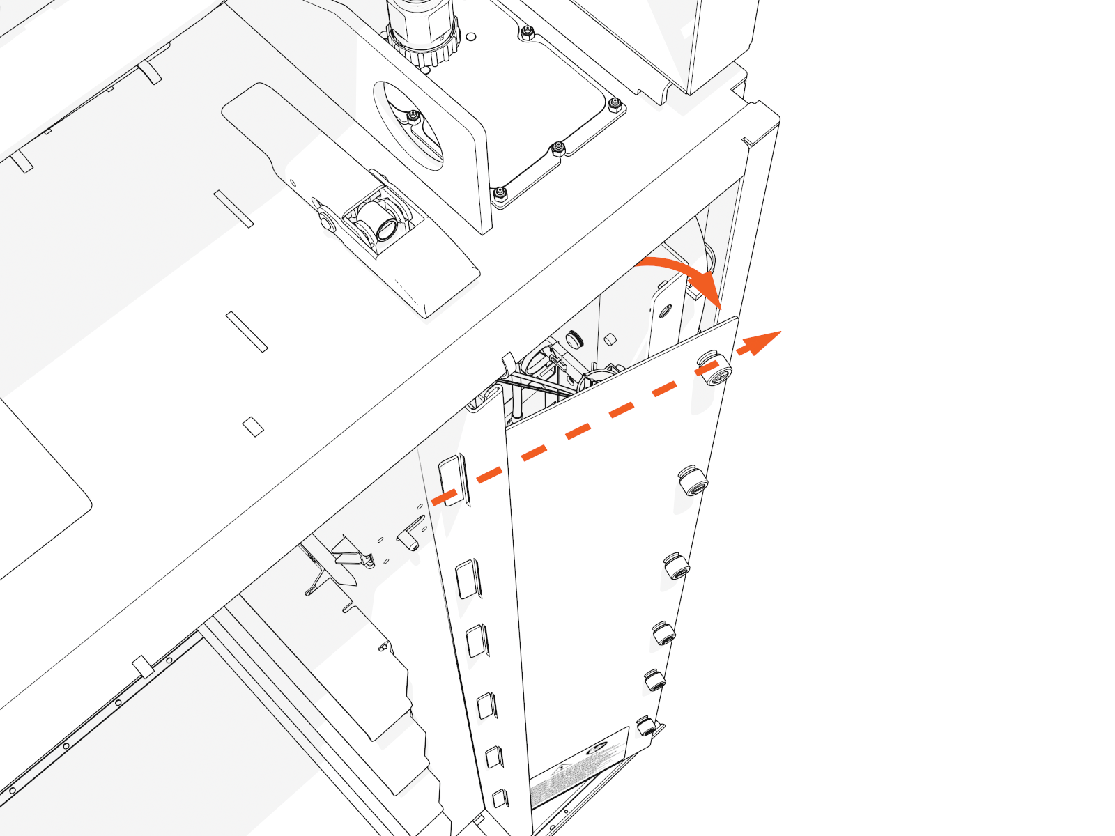 Slightly rotate out the edge with the screws.