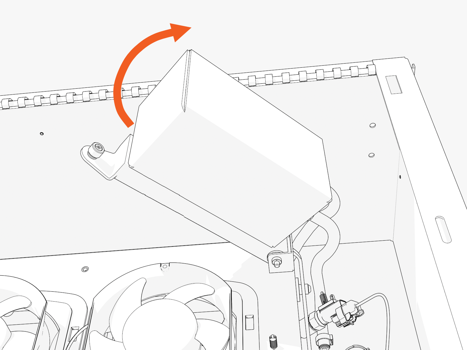 Pull the left side of the reservoir to rotate out. Hold it open.
