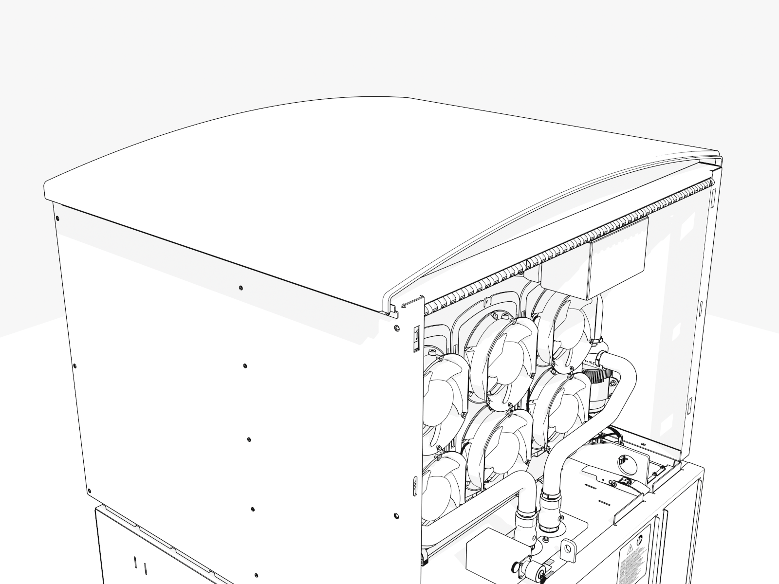 Align the top cover (arched).