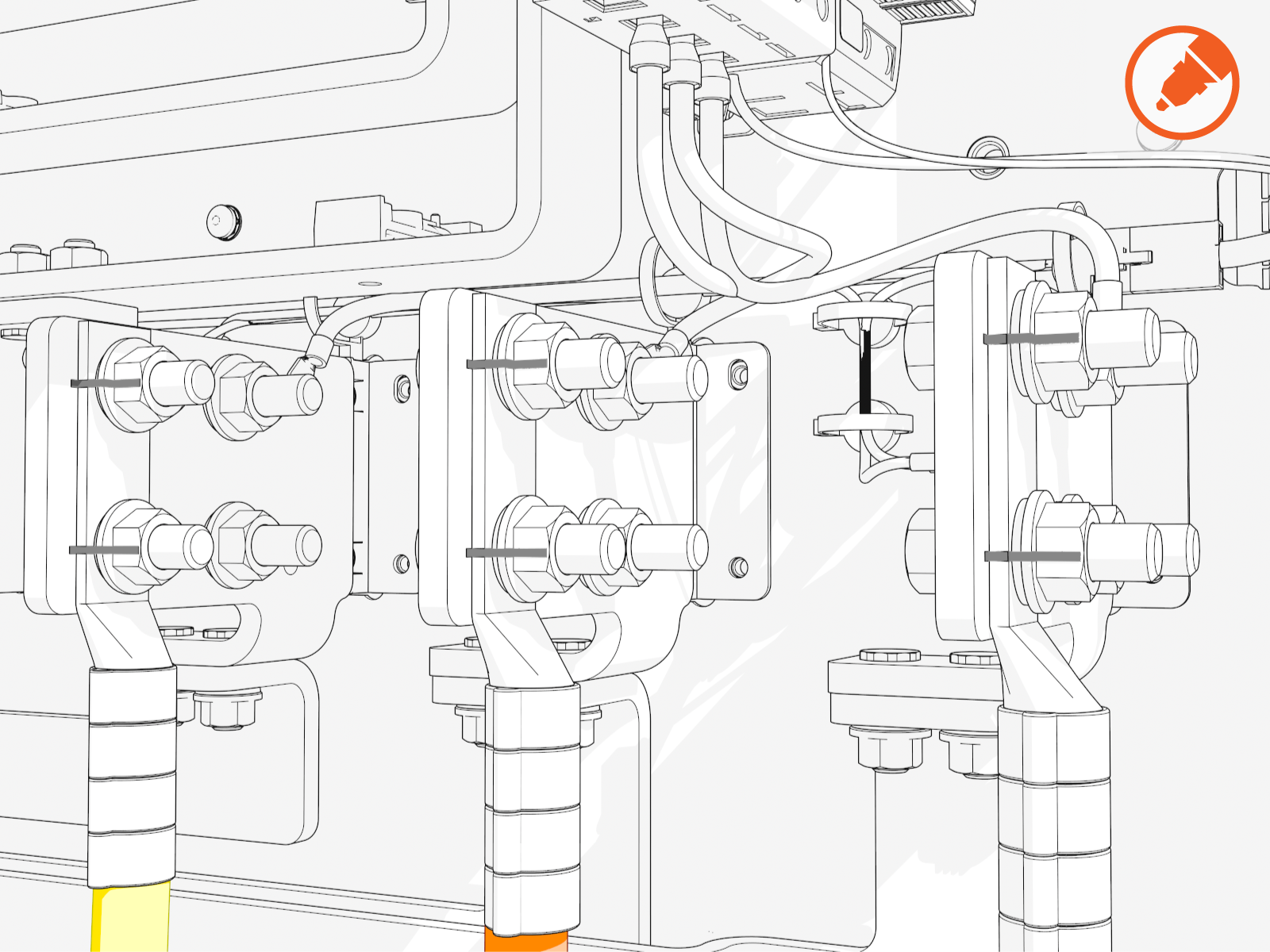 Mark all torqued power connections.