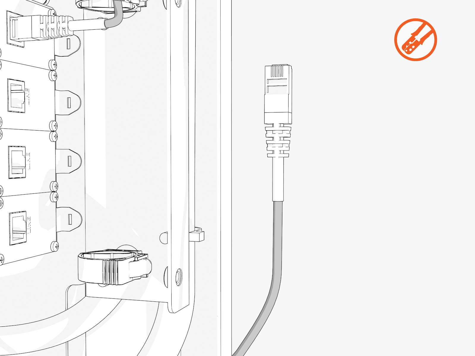 Terminate both ends. Field crimp a shielded connector onto each Ethernet wire.
