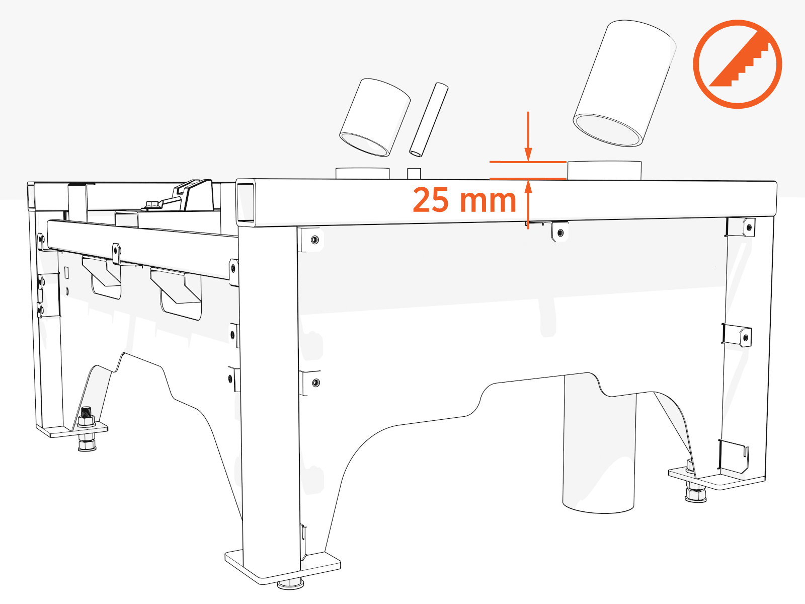Measure and cut each conduit stub-up to a height of 25 mm (1 in) above the gland plate and file the edges smooth.