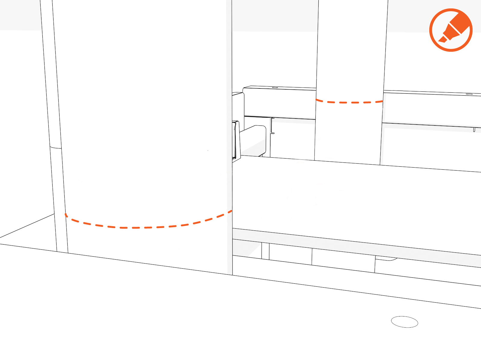 Mark the conduit stub-ups at the height of the pedestal top surface.