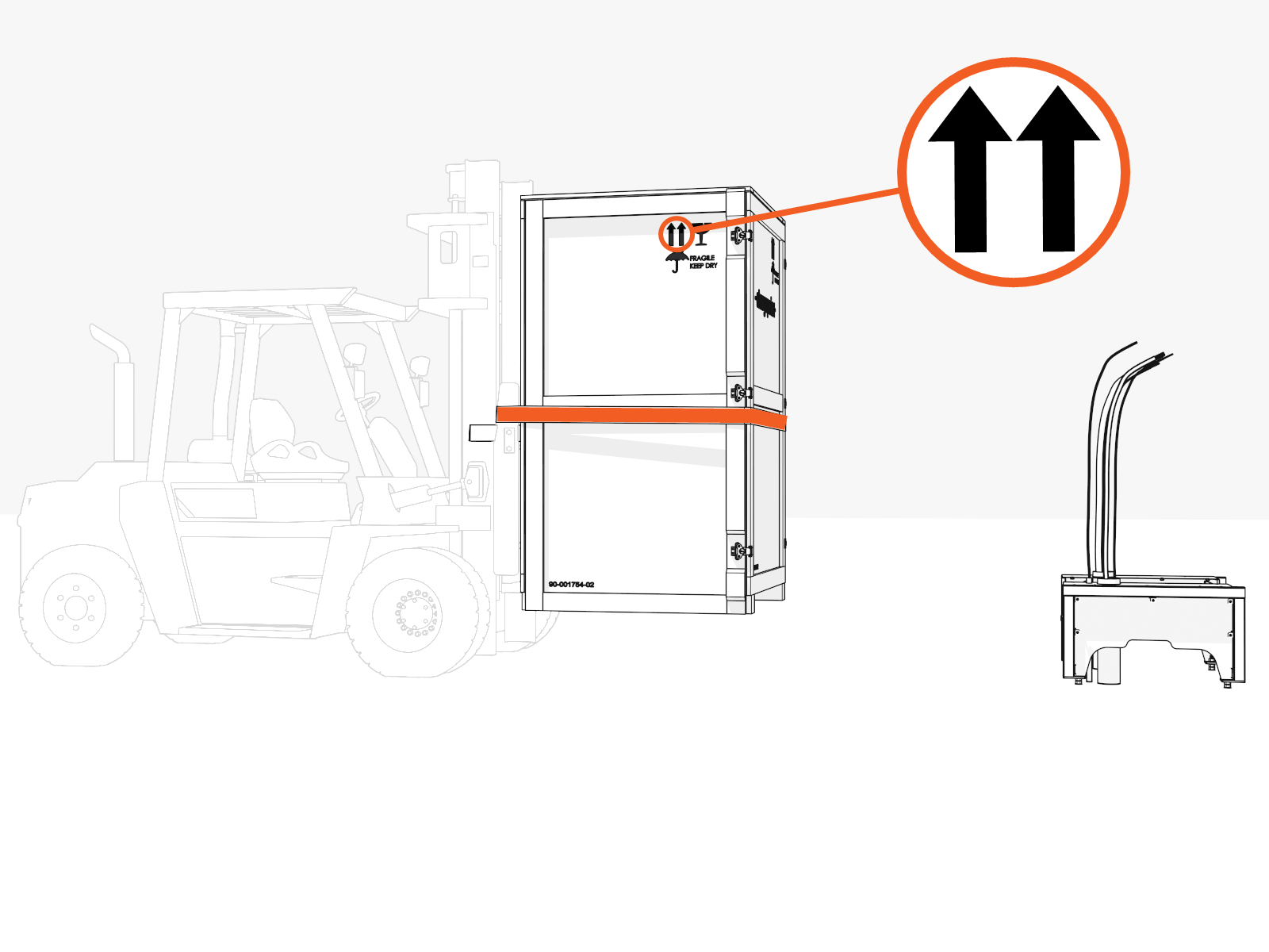 Transport the crate to the installation site. Use lifting straps to stabilize.