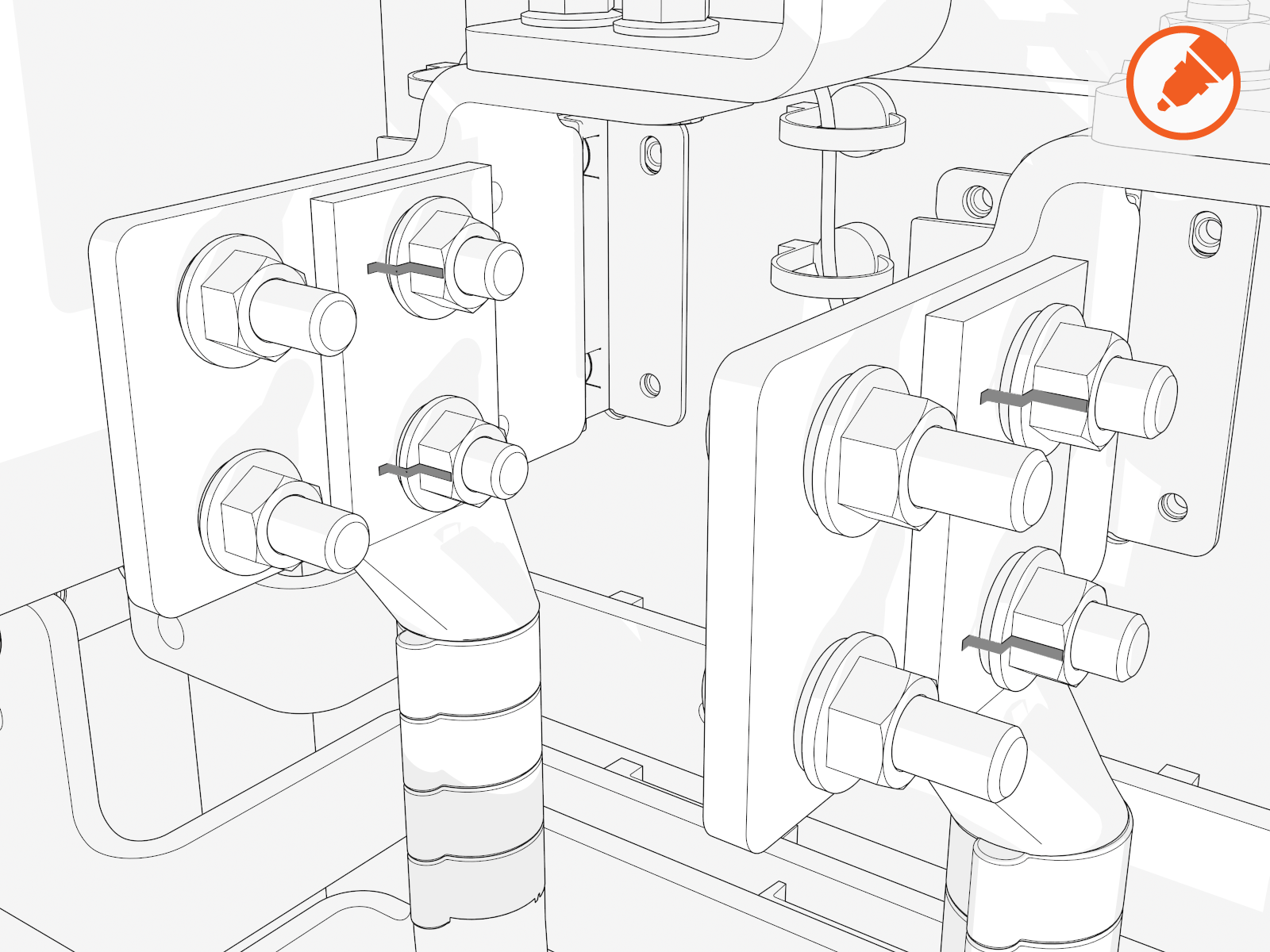 Mark all torqued power connections.