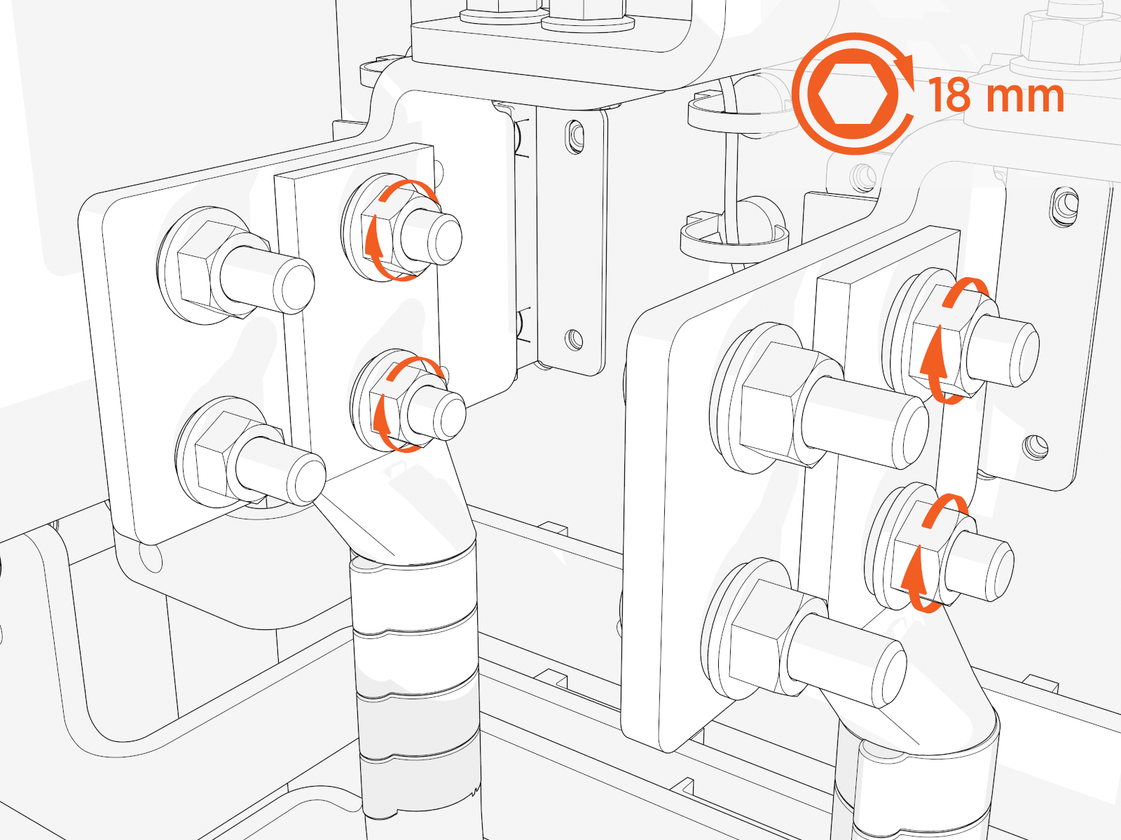 Installing the lugs onto each bus bar and torquing them