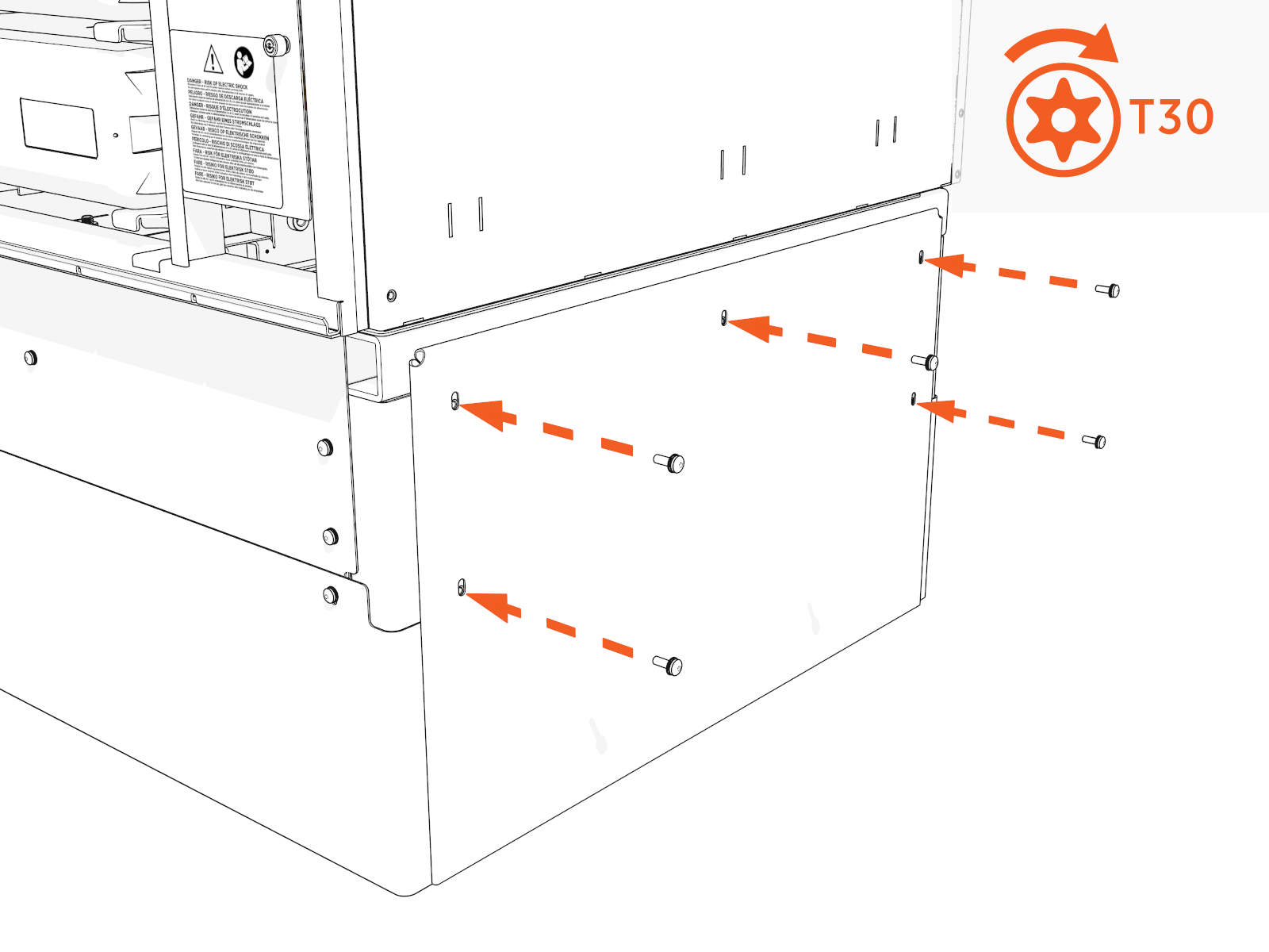 Install screws into each side cove and torque them to the reauired value.