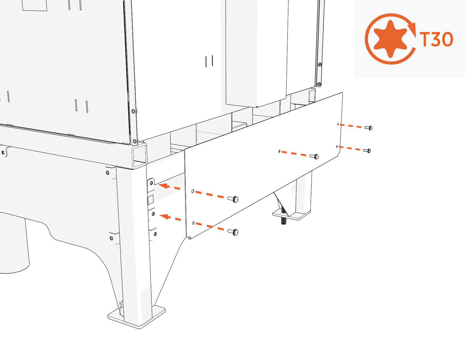 Align the rear upper cover and install screws and torque them