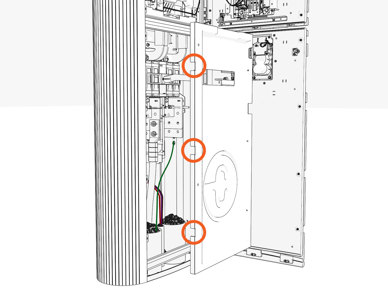Tilt out and slide the cover out of the slots on the left side.