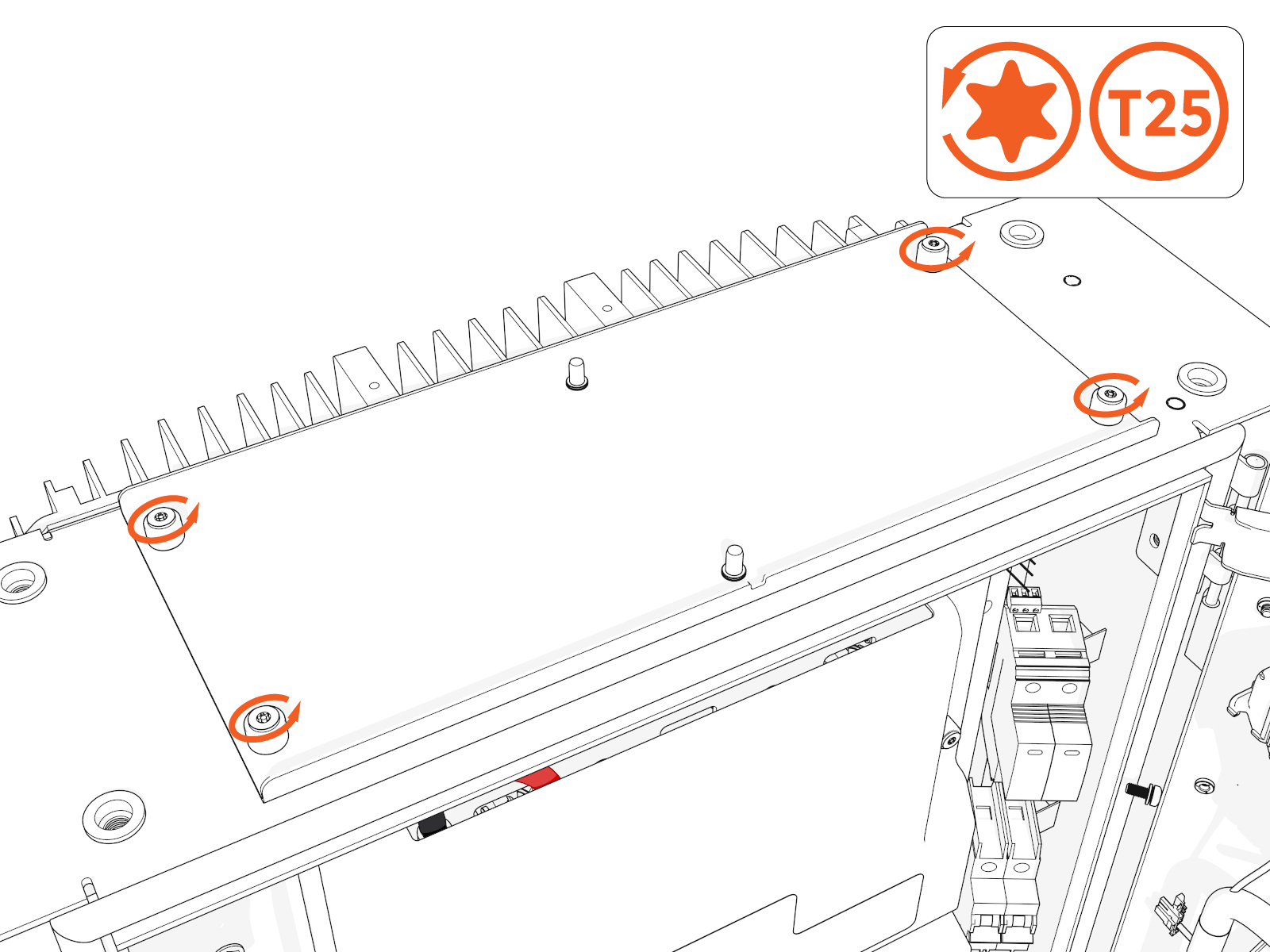Loosen captive screws and lift off the panel.