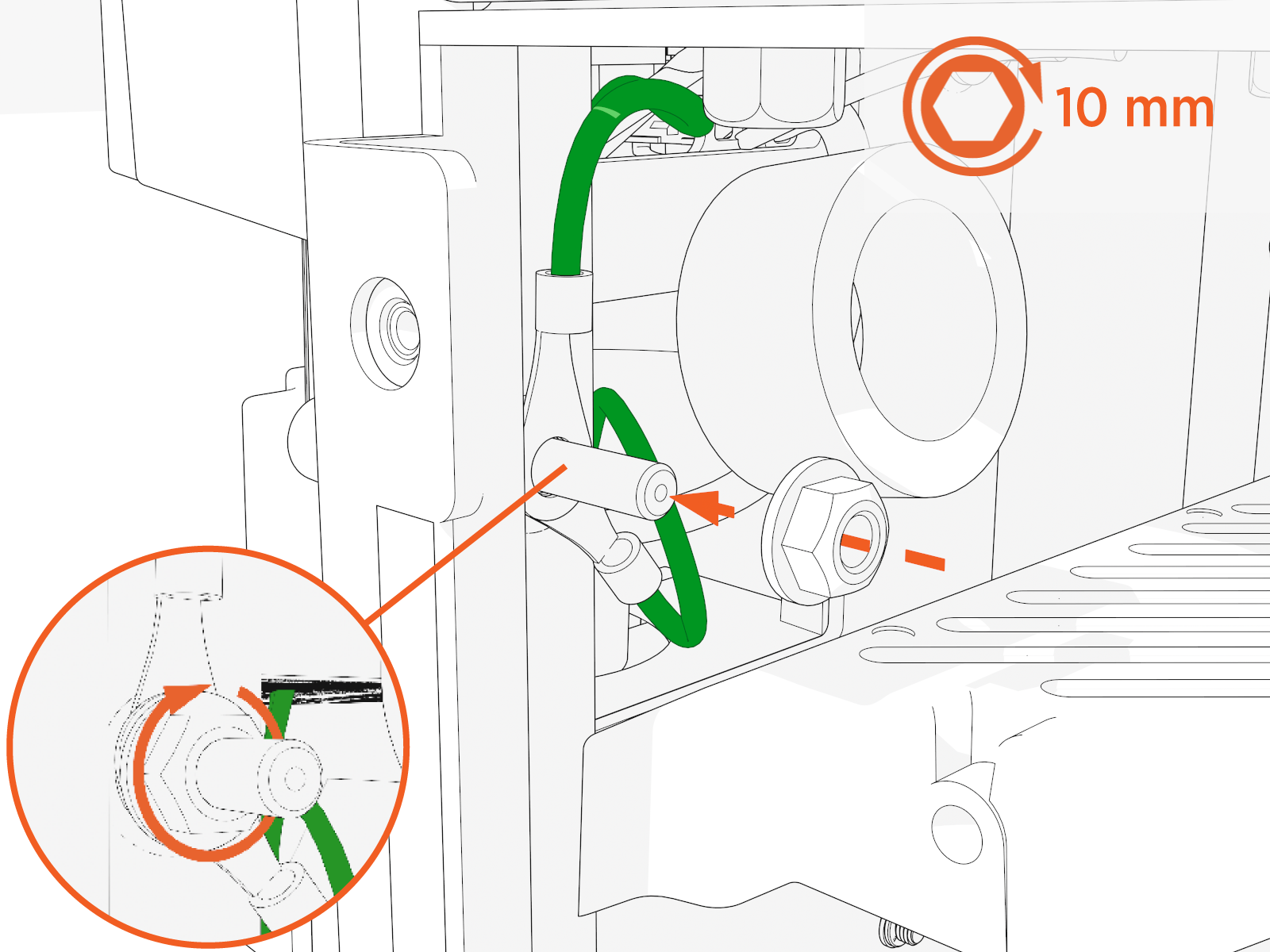 Secure the wires with a nut. Torque to 5.6 Nm or 50 in-lb.