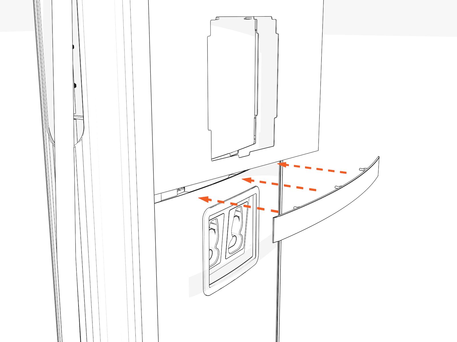 Align the upper cover and the ends of the middle trim. Hold the cover in position so that it does not block the trim clips.