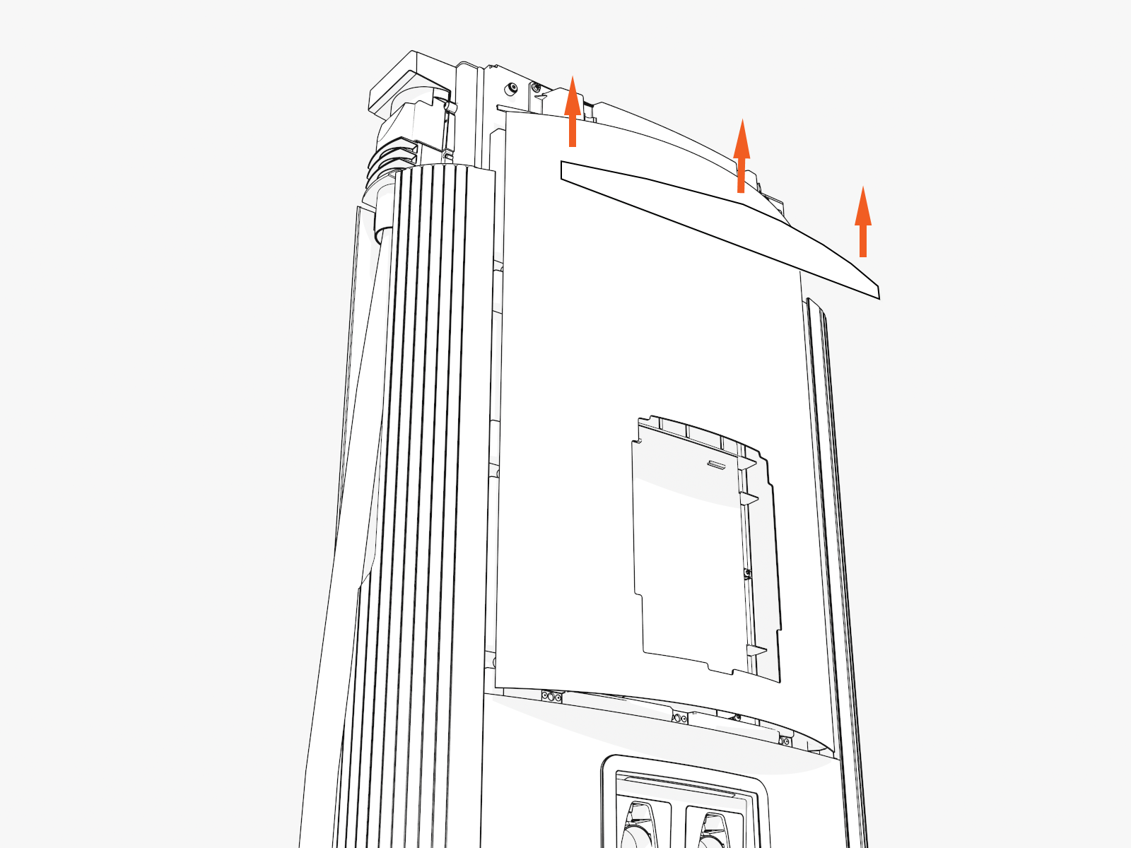 Align the upper trim with the magnetic side up. Insert the upper trim until it snaps into position.