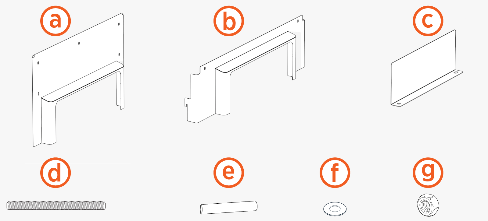 Surface Conduit Entry Kit Contents: side cover, rear cover, SCE gland plate, M!6 anchor bolts, M16 space, M16 washer, M16 nut