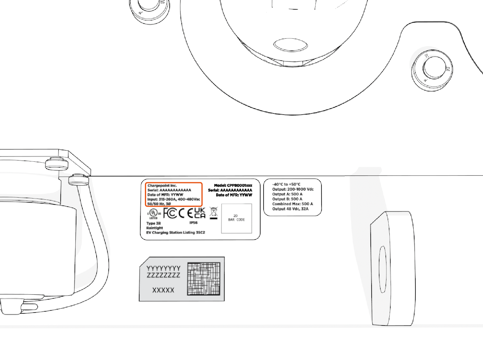 Affix the new 160 kW label exactly over the older label both in the front security panel and in the upper rear panel of the Power Block