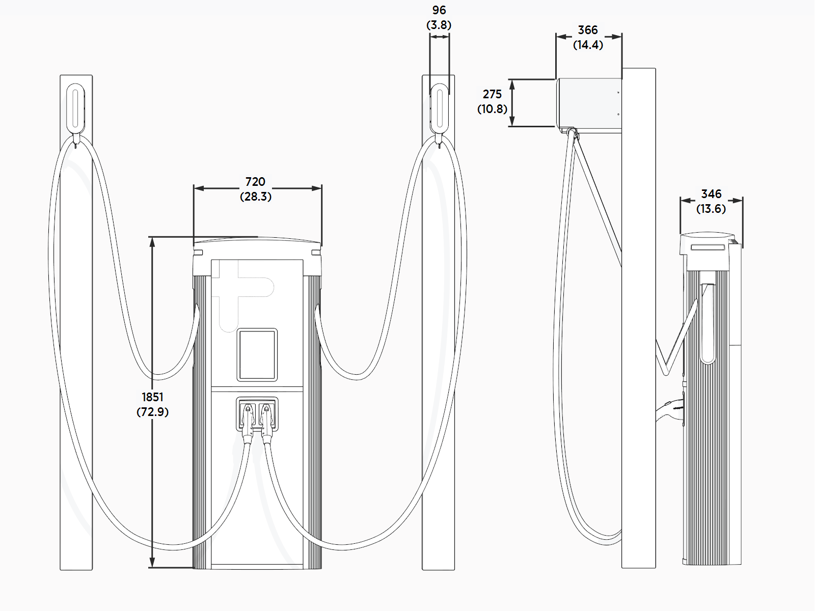 Pedestal-Mount Power Link With Non LCC, Single or Dual Cable, and Overhead CMK