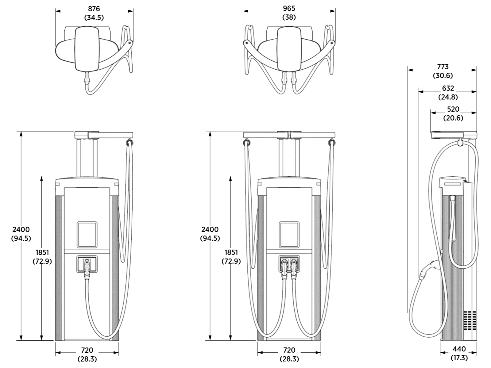 Pedestal-Mount Power Link With LCC, Single or Dual Cable, and Standard CMK