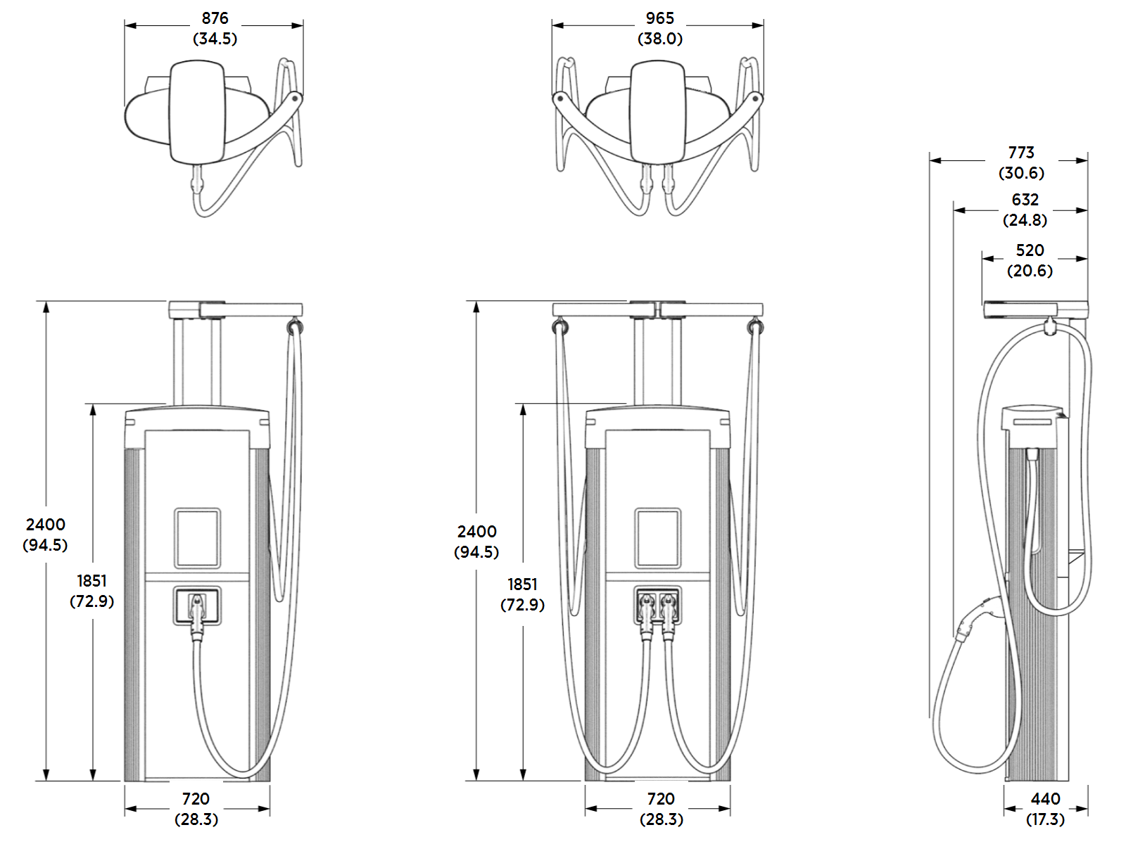 Pedestal-Mount Power Link With Non LCC, Single or Dual Cable, and Standard CMK
