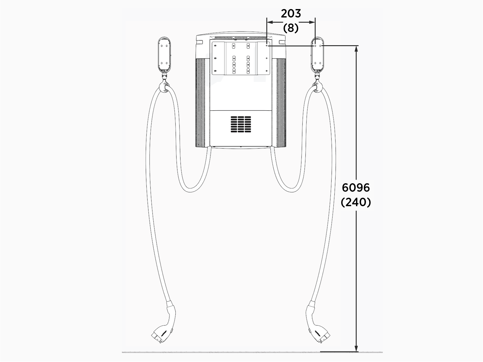 Mount the overhead CMK bracket in-line and 203 mm (8 in) away from the Power Link bracket.