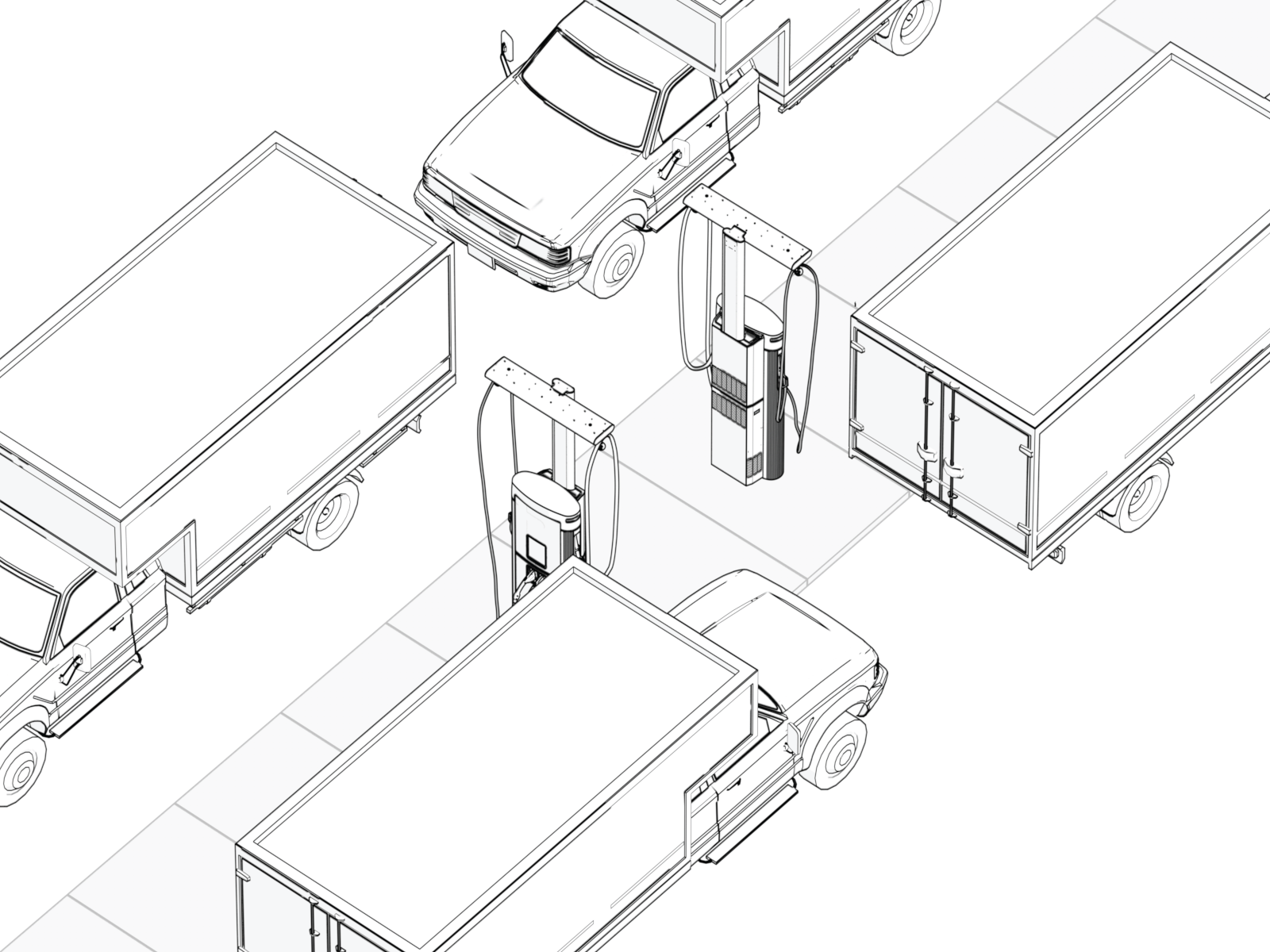 Island parking perpendicular orientation