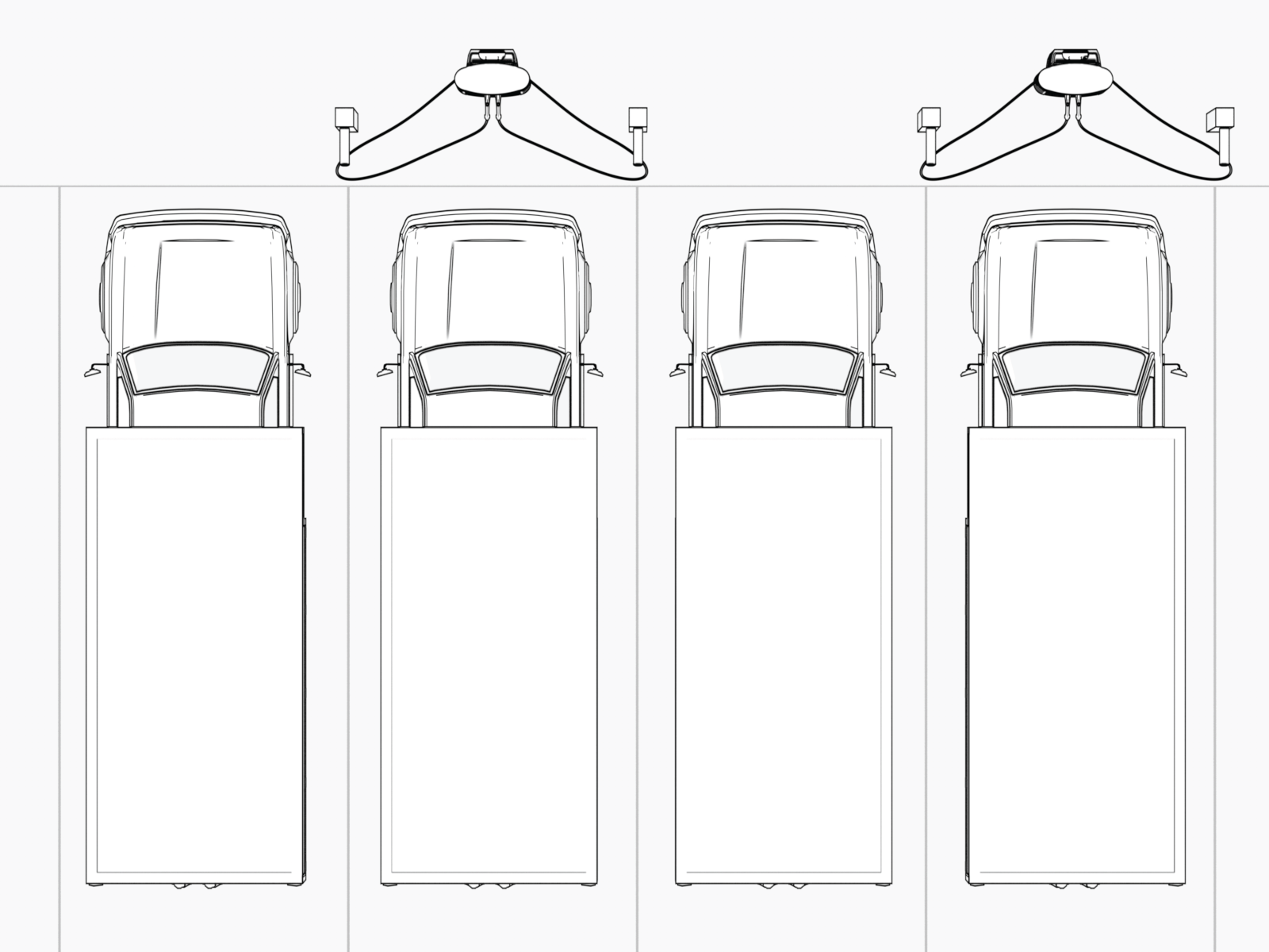 Stall dual charge cable parking configuration