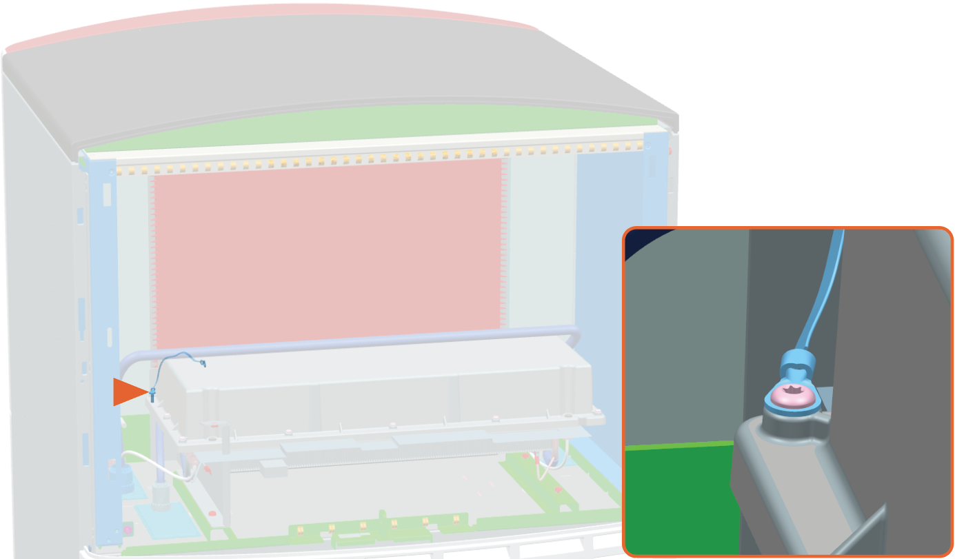 Disconnect the ground wire. Remove the screw to disconnect and then reinstall the screw. Use T25 Torx screwdriver.