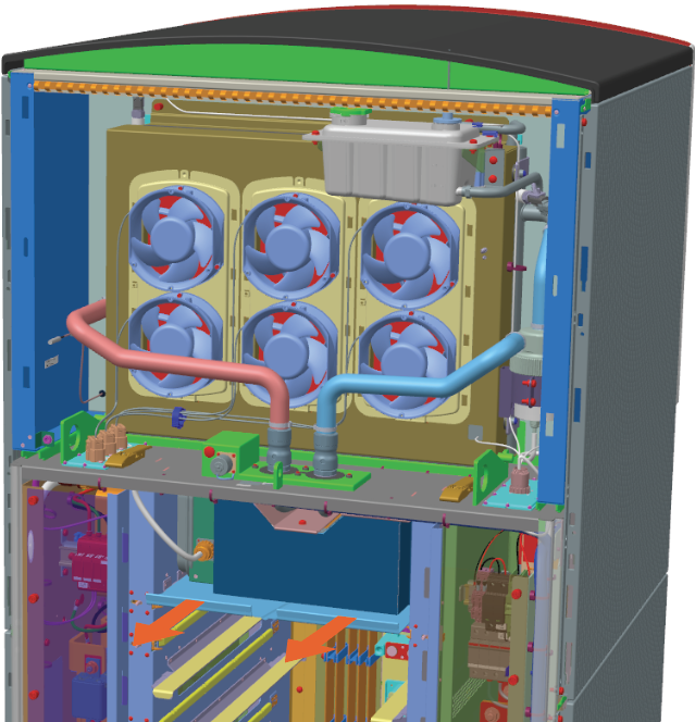 While the latches are pulled, pull the heat exchanger tray to slide the heat exchanger off the shelf.
