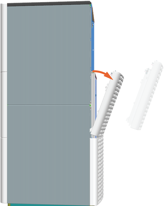 While the two hook levers are pulled out, tilt out the panel's upper side to remove.