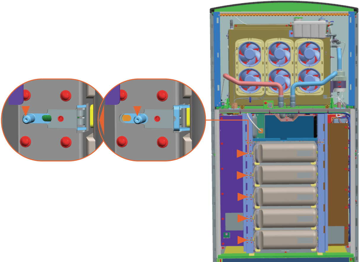 Pull the latch on the left side.