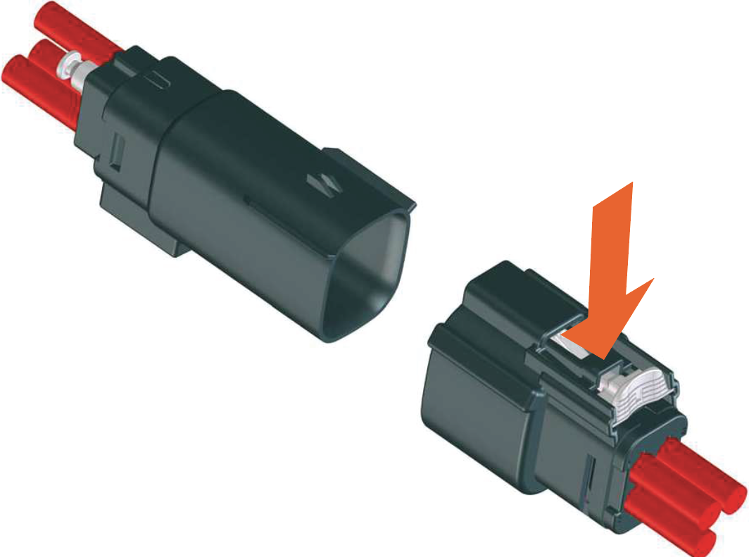 Press down on the latch and then pull the connector  to disconnect.