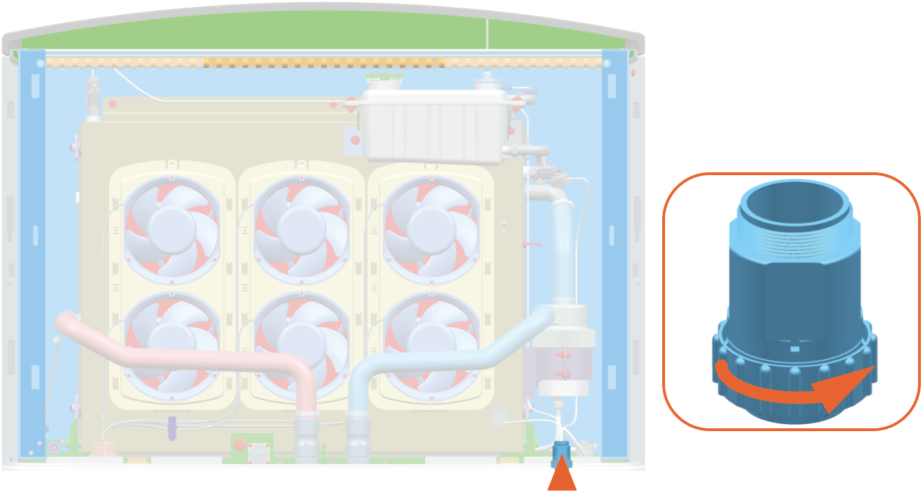 Disconnect the pump's cable. Unscrew the round connector housing and unplug the connector.