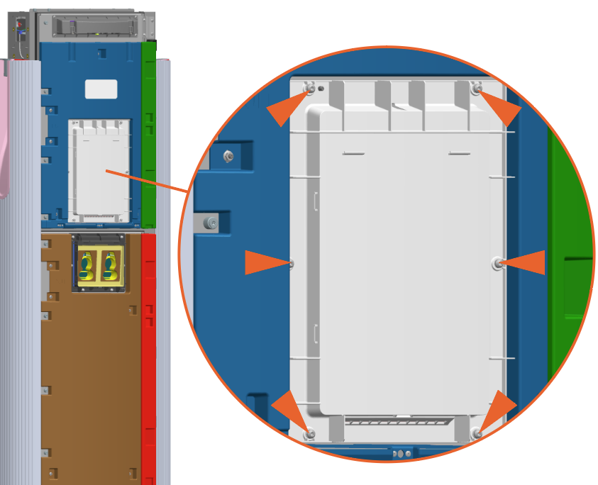 Remove the six M5 screws using T25 security  screwdriver