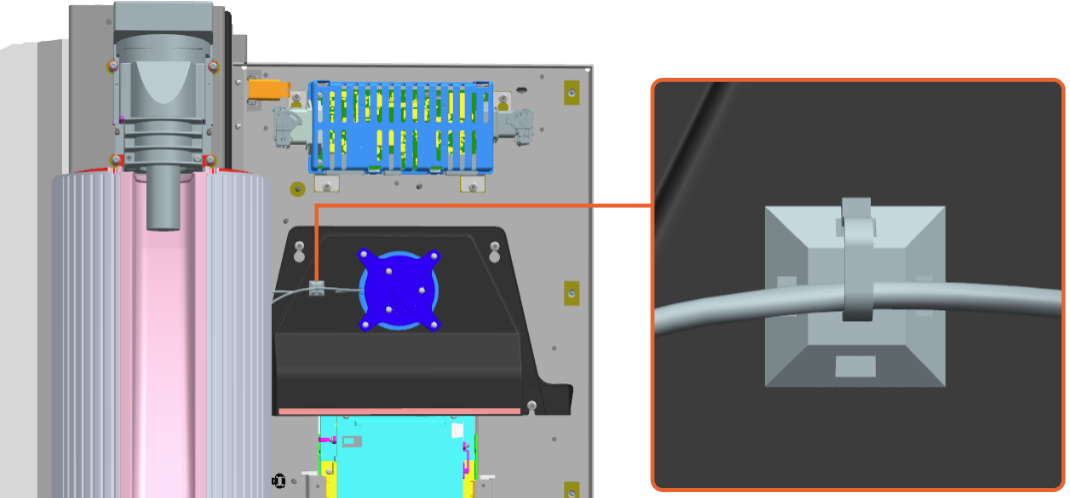 Release the cable from the adhesive plate while unfastening any zip tie that might obstruct