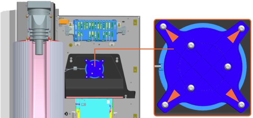 Loosen four of the M4 screws and While reinstalling torque the screws to 1.7 Nm or 15 in-lb