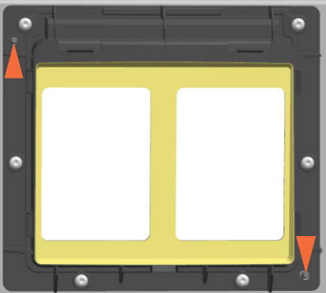 While reinstalling, seat the bracket onto the two studs on the door to install in place.