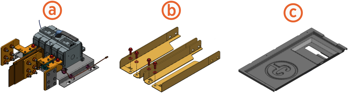 Kit components for the maintenance switch with the maintenance switch assembly, bus bars, and safety shield