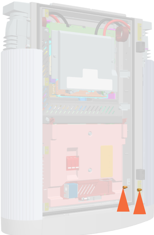 Loosen the two M5 screws using T25 security screwdriver at lower side inside the cabinet.