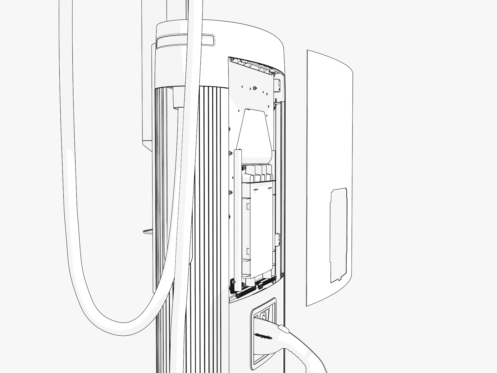 Reach up by the down light where the upper trim was and pull out the upper cover.