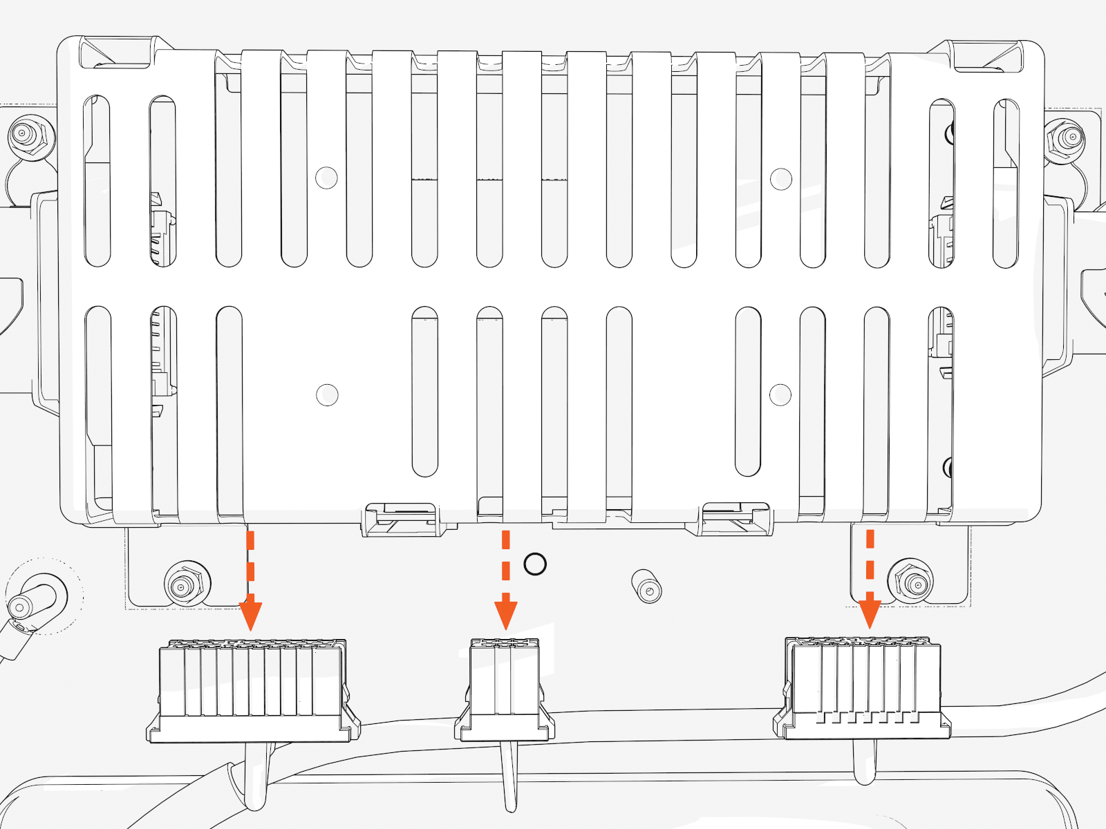 Disconnect three connectors from the bottom of the controller board.