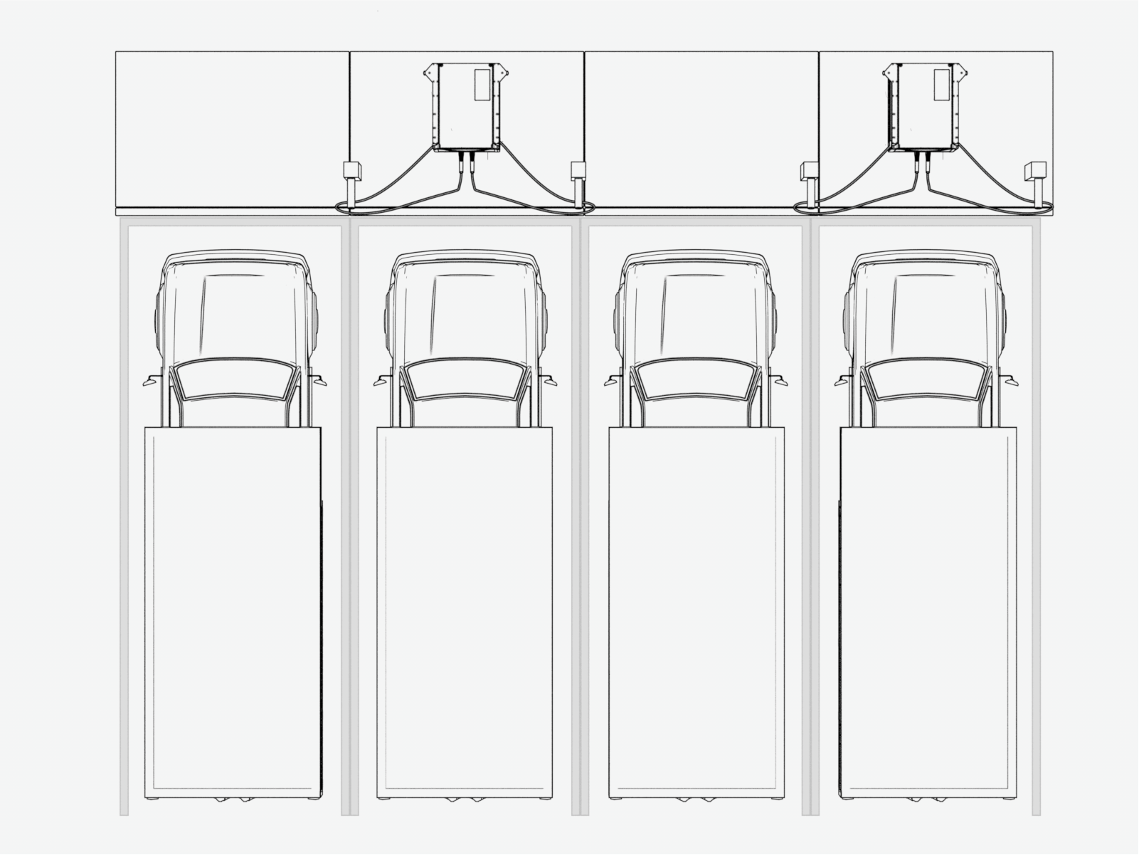 Stall dual charge cable parking configuration