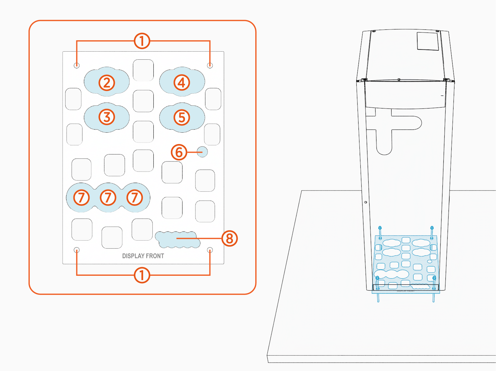 Labeled diagram of product, tools or parts.