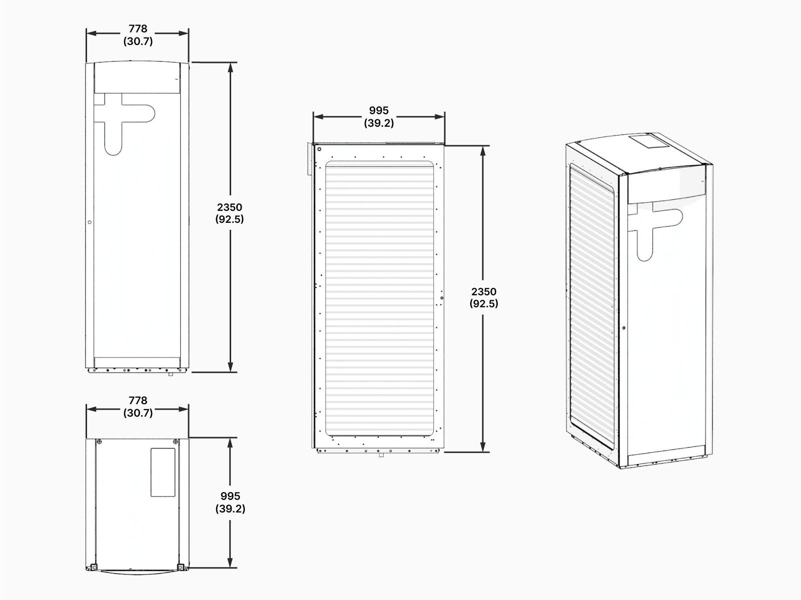 Power Block 2000 Dimensions - Single Cabinet