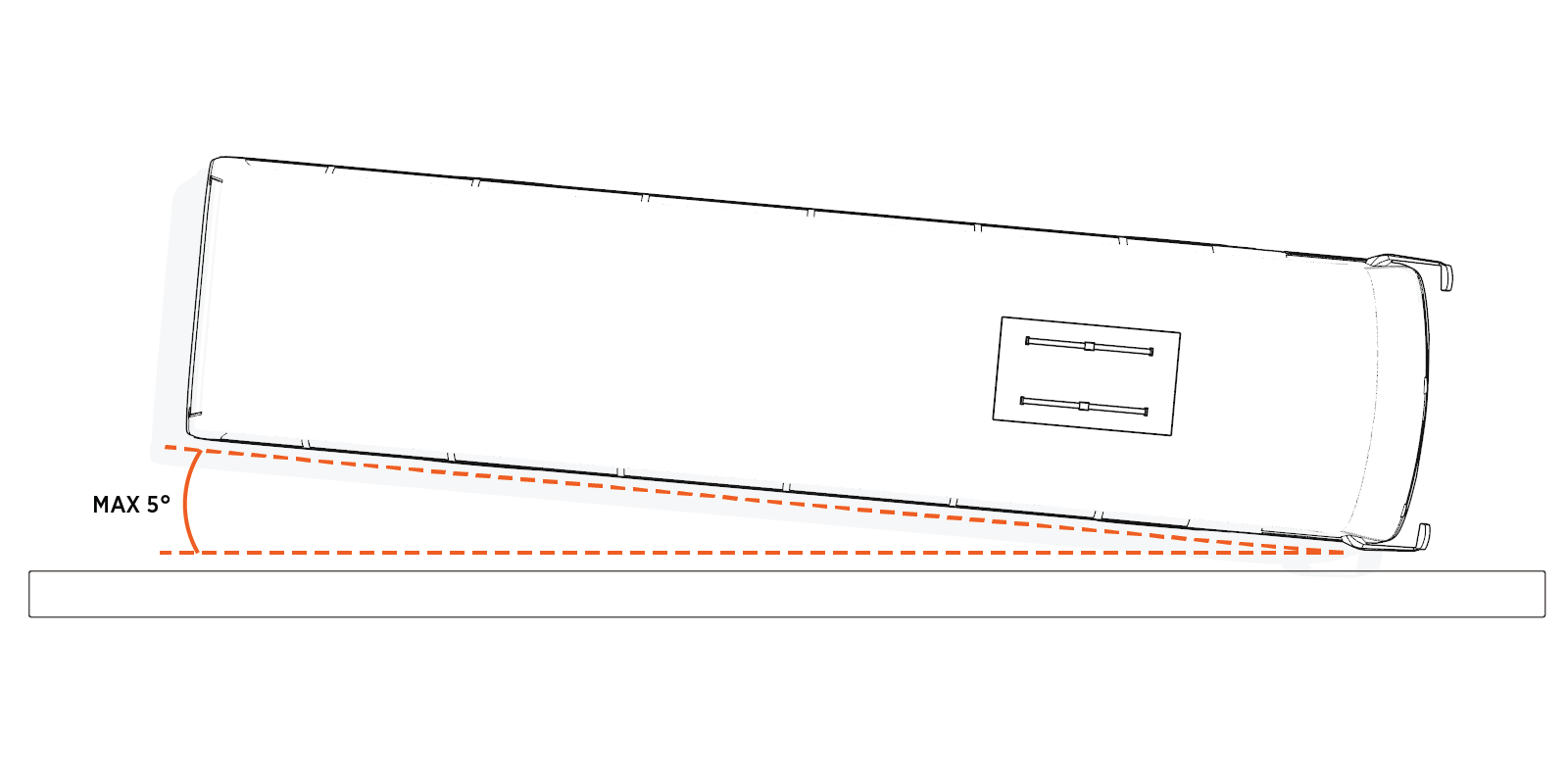 Pantograph Down 2000 accommodates a maximum angle for vehicle offset from the curb of 5 degrees.