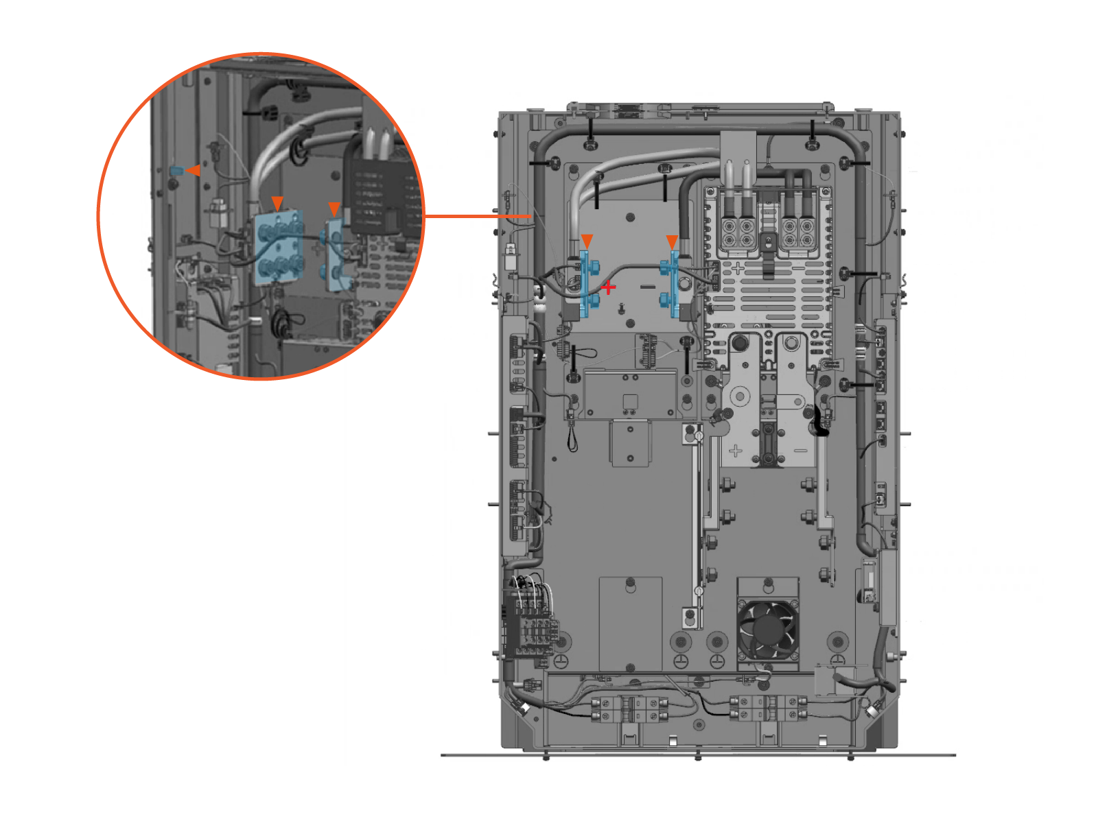 Technical illustration depicts the procedural step.Labeled diagram of product, tools or parts.