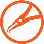 Orange and white icon that represents a tool or action.