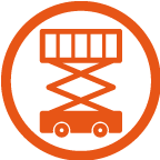 Orange and white icon that represents a tool or action.